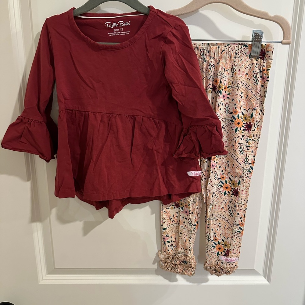 Ruffle Butts Red and Pink with Flowy Bell Sleeves